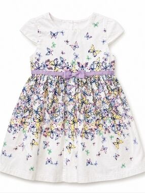 2/$45 Shrinking Violet Butterfly Dress 3T White Cotton Purple Bow Party